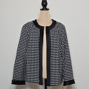 Scott Taylor Black & White Textured Open-Front Blazer – Size 1X‎